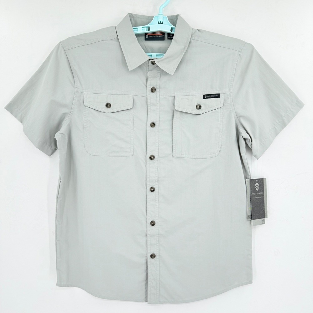Free Country Men's Expedition Fog Gray Shirt Size S Nylon Moisture Wicking NWT